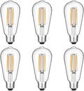 Bombillas LED Edison vintage Gozelux de 6 W, equivalentes a bombillas incandescentes de 60 W, luz blanca cálida de 2700 K, bombillas LED de filamento ST58 de estilo antiguo con CRI superior a 90, base mediana E26, regulables, cristal transparente