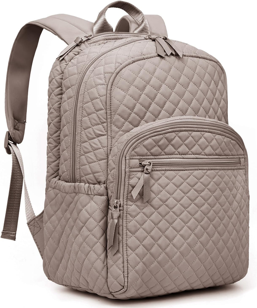 RosaRubus Backpack for Women,College Backpack,Quilted Casual Daypack,Waterproof Bookbag for 17Inch Laptop