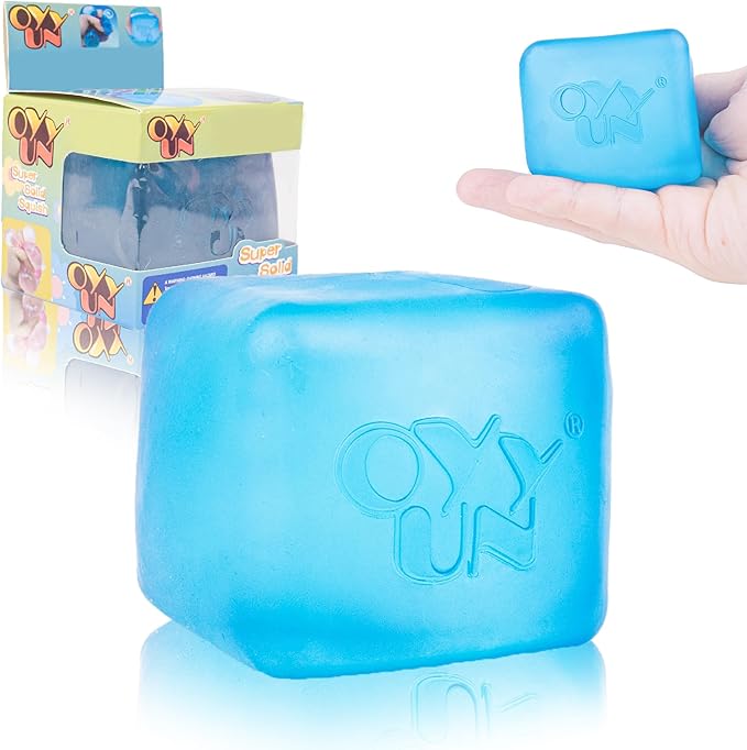 Cubo de estrés Squishy Bolas de estrés para adultos y niños, juguete sensorial para tu mejor suavidad y relajación, cubos de hielo, forma cuadrada con relleno (cubo azul)