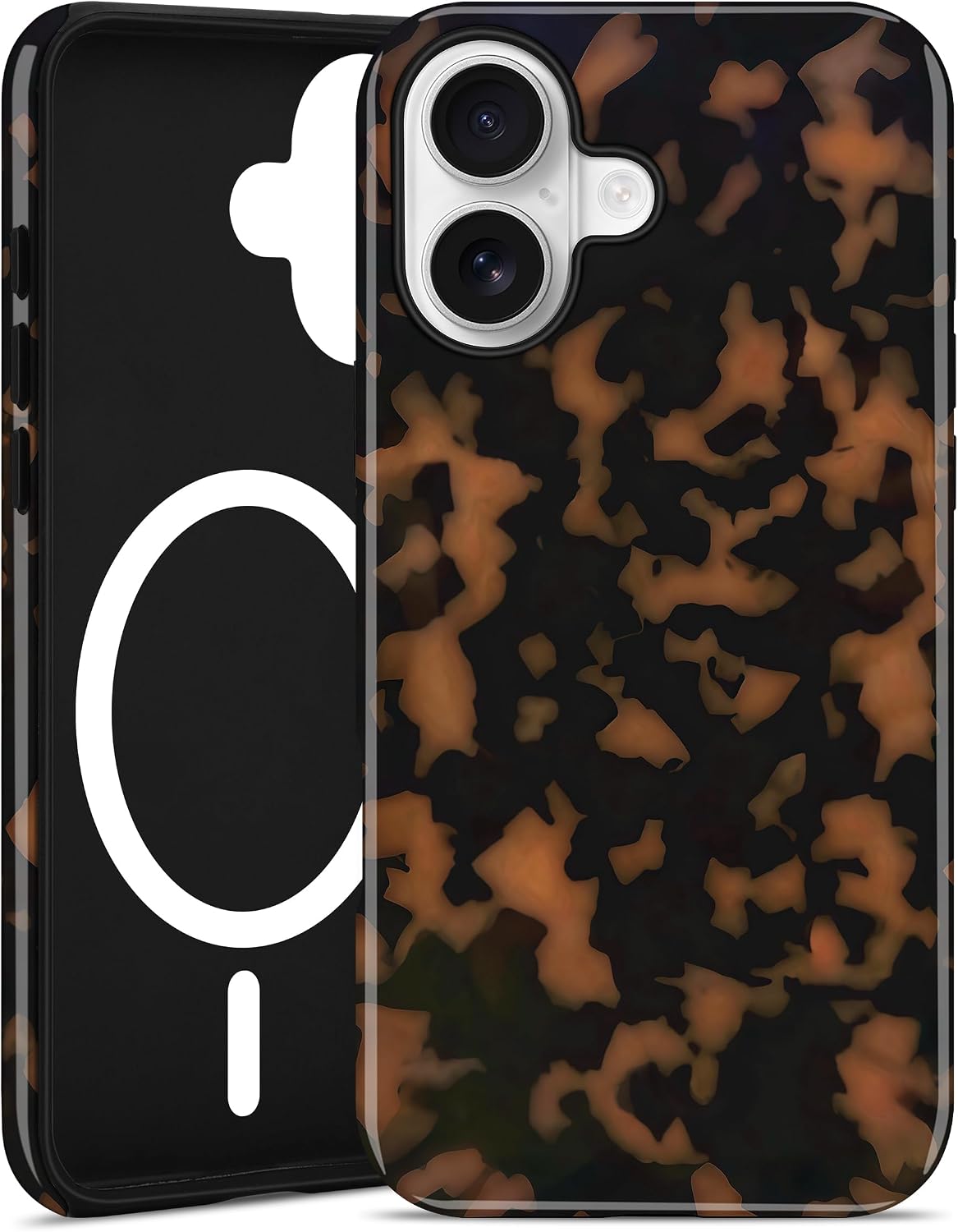 Funda Magnética Jusy Diseño Carey Café Amarillo para iPhone 16 Pro Compatible con MagSafe - TPU y PC Resistente