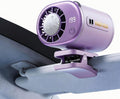 Ventilador de coche con clip y aire acondicionado con pantalla LED - Rotación de 360° Mini ventilador portátil con clip para cochecito Aire acondicionado personal con clip para camisa Escape silencioso recargable para cocina (morado)