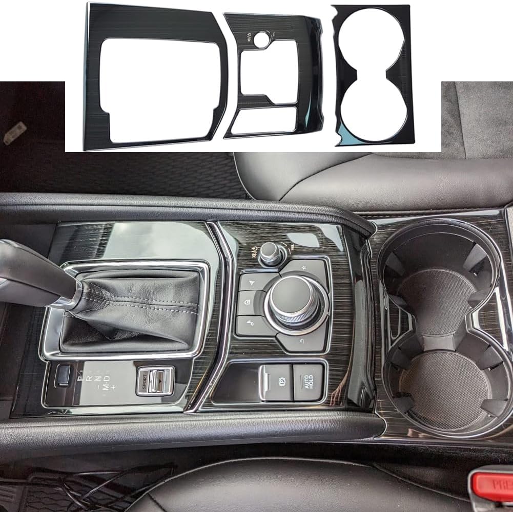 AOKIO Interior Center Console Gear Shift Panel Cover Trim for Mazda CX-5 CX5 Accessories 2017 2018 2019 2020 2021 2022 2023 2024 2025 (Stainless Black)