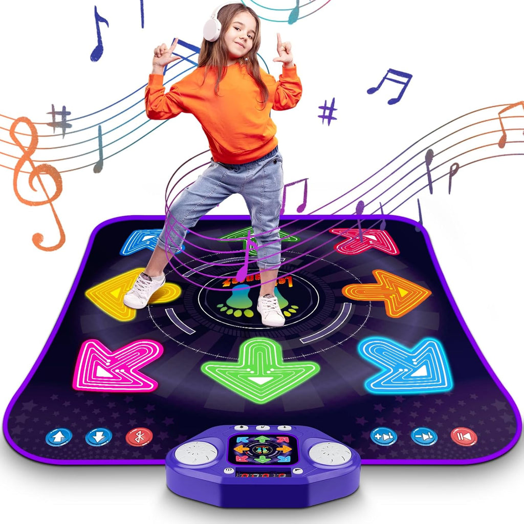 Tapete de baile para niños y niñas de 3 a 12 años, con 8 botones iluminados y Bluetooth inalámbrico, juguete musical con 5 modos de juego, ideal como regalo de cumpleaños o Navidad para niños de 3, 4, 5, 6, 7, 8, 9 y 10 años. 