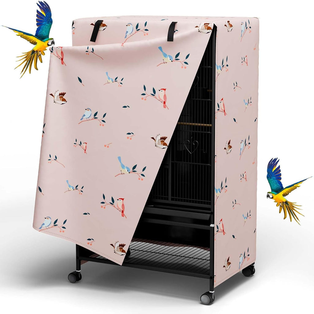 Tchvt Cubierta Nocturna para Jaula de Pajaros con Panel de Cierre | Blackout Transpirable Universal Grande 48x48x102cm Diseno de Aves