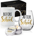 Regalos Innfueunun para maestras, incluye velas aromáticas, copa de vino y taza, regalo de regreso a clases, cesta de agradecimiento, jubilación, cumpleaños, Navidad, Día de San Valentín para guardería, jardín de infancia.