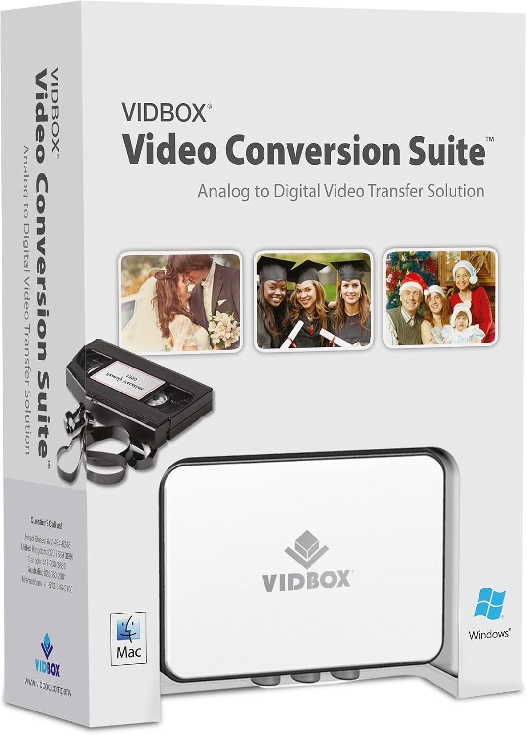 VIDBOX Video Conversion Suite - VHS to Digital Converter - USB Video Capture Device for Windows PC and Mac - Convert VHS, Beta, 8mm Tapes to DVD