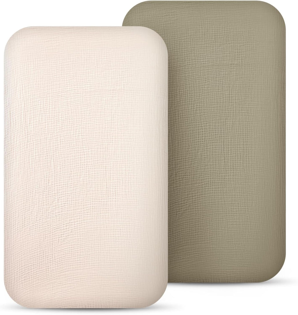 lulumoon Muslin Bassinet Sheets for Baby: Soft Bedside Sleeper Bassinet Fitted Sheets for Boys and Girls