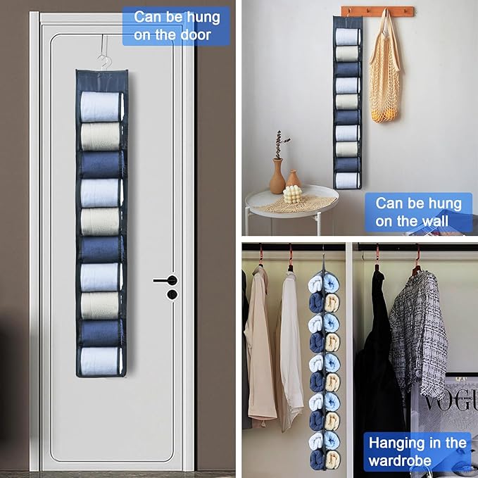 Paquete de 2 organizadores colgantes para leggings, organizador de almacenamiento de leggings, organizador de leggings para armario, organizador de armario colgante, instalar detrás de la puerta