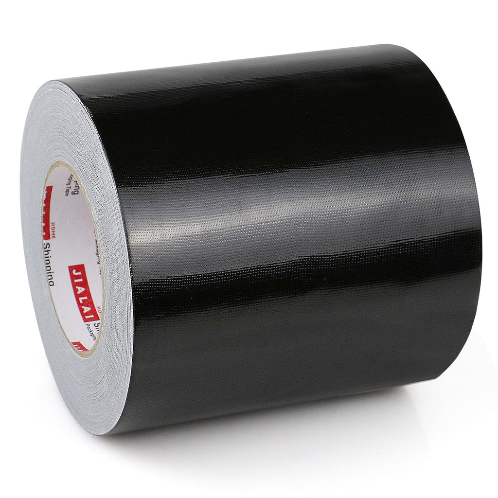 Cinta adhesiva JIALAI HOME de 6 pulgadas, resistente, de 6 pulgadas de largo x 55 yardas (164 pies) de ancho, color negro, impermeable y resistente a los rayos UV para manualidades, mejoras del hogar, reparaciones y proyectos.
