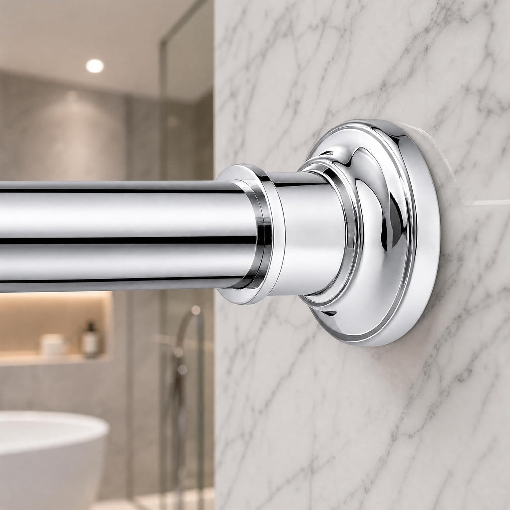 Barra de Cortina de Tensión 43-64 pulgadas Ajustable | Diámetro 1.1 pulgadas Reforzada Plateada de Acero Inoxidable para Baño | Sin Perforar, Sin Óxido