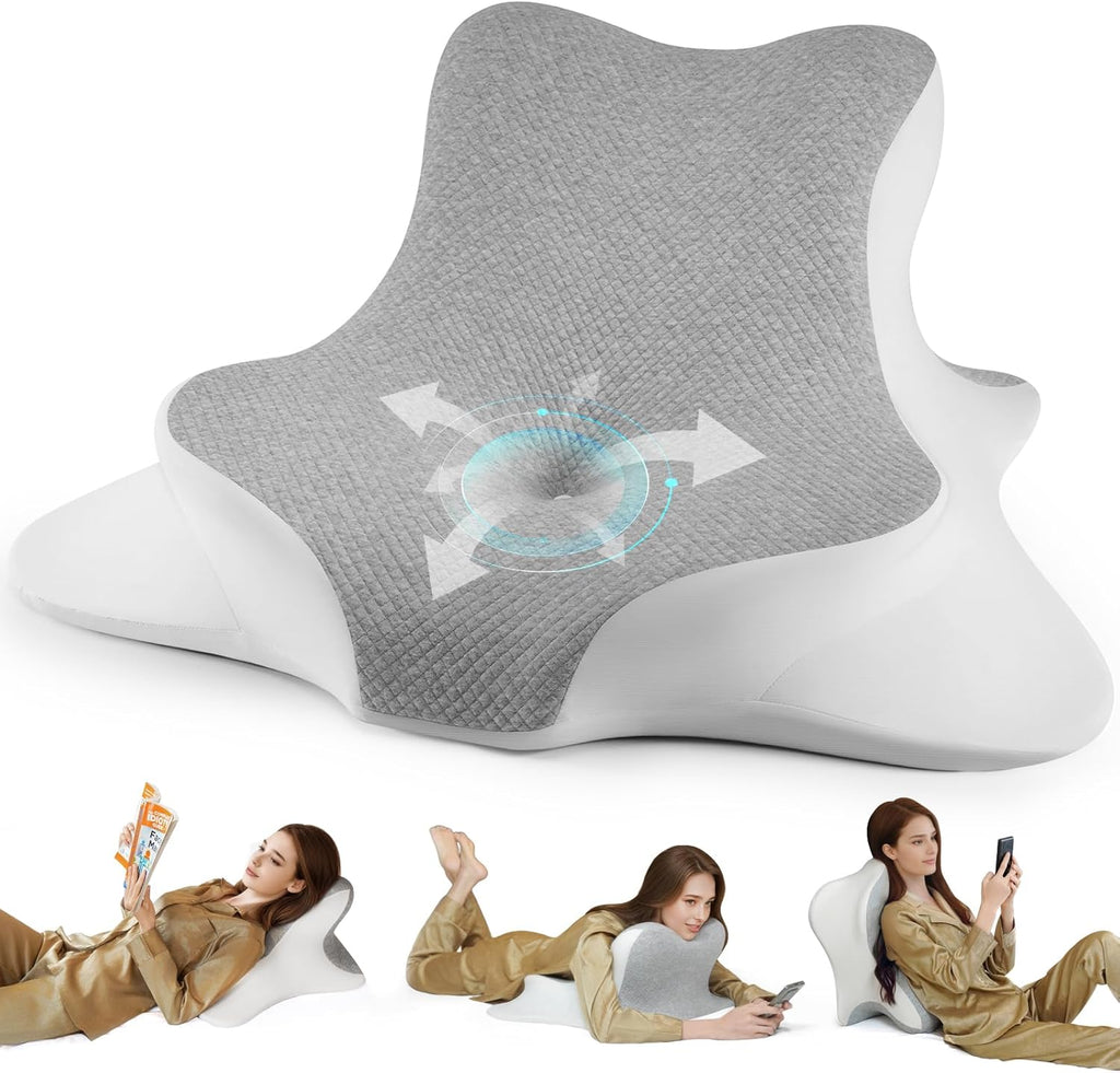 Almohada de lectura para cama, para estar acostado, inclinado y boca abajo, almohada ergonómica de espuma viscoelástica en cuña para cabecero, almohadas de apoyo para la barbilla