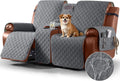 Funda Impermeable para Sofa Reclinable de 2 Puestos con Consola, Gris Oscuro