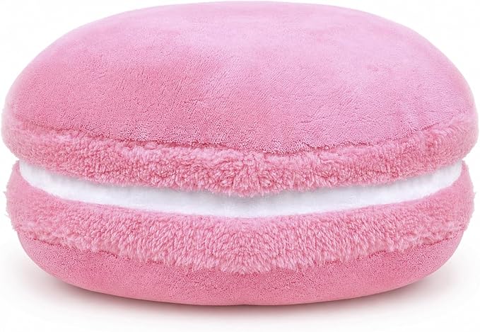 Almohada decorativa redonda de plush con forma de macarrón ChezMax, de 14.5 pulgadas