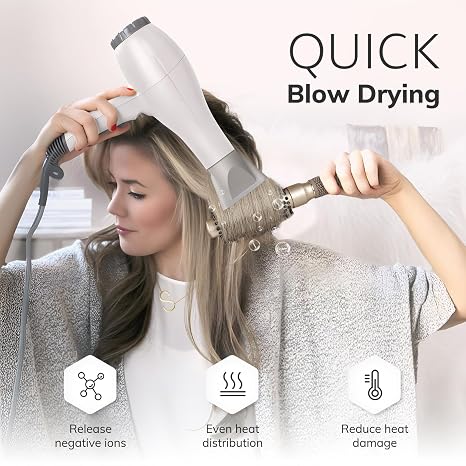 Sndyi Cepillo redondo pequeño para peinado, cepillo de cabello redondo iónico de cerámica nano térmica con cerdas de jabalí, aumenta el brillo y el volumen, para cabello corto con secado rápido