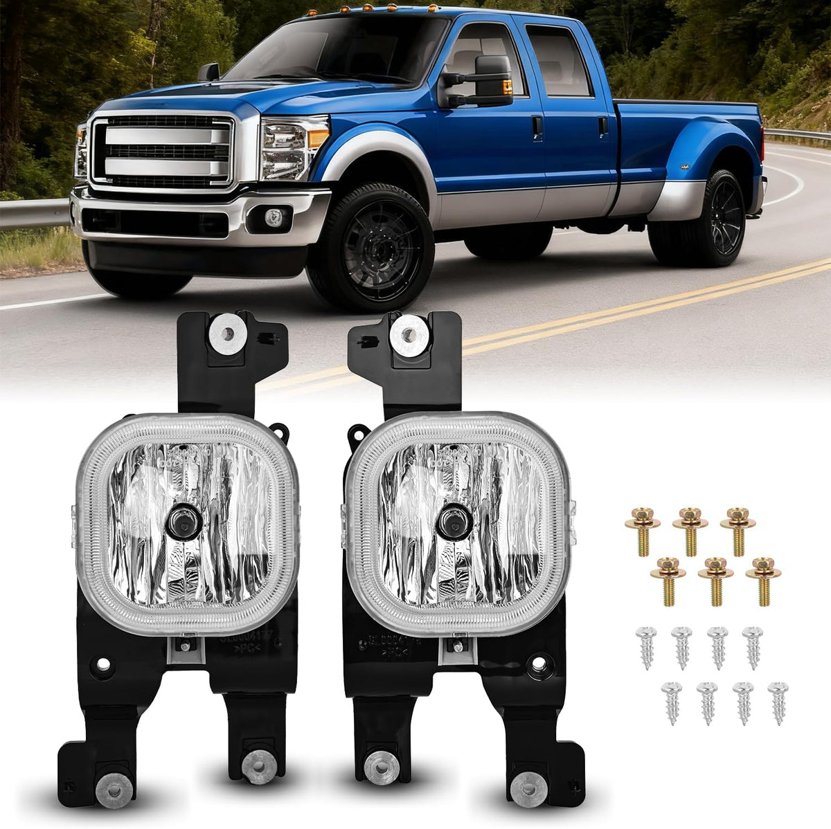 Conjunto de faros antiniebla Nilight compatible con FORD F-250 F-350 F-450 F-550 F250 F350 F450 F550 SUPER DUTY 2008 2009 2010 Lente transparente con bombillas H10 de 12 V y 42 W
