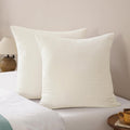 PHF Ultra Soft Waffle Weave Euro Shams Pillow Covers 26" x 26" 2 Pack, No Insert, Breathable Skin-Friendly Euro Throw Pillow Covers for Bed Couch Sofa, Coconut White