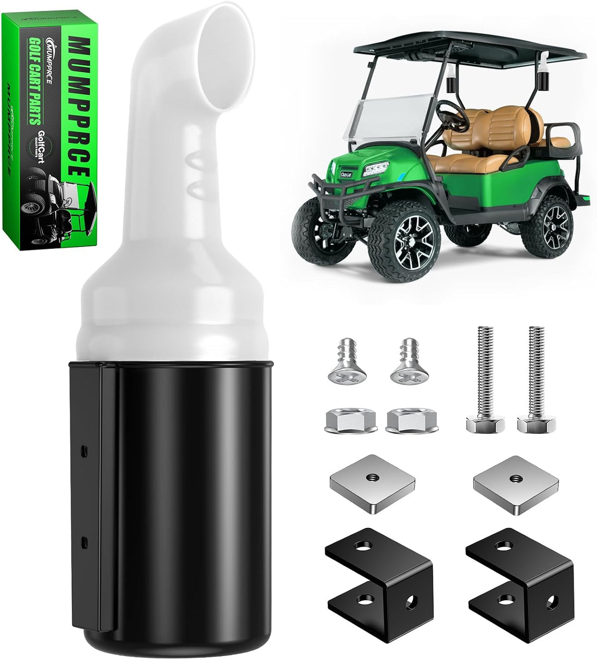 USADO-MUMPPRCE Botella de Arena para Carrito de Golf con Soporte | Sin Perforacion, Universal para Club Car, EZGO y Yamaha | Rellenador de Divots de Gran Capacidad, Facil de Instalar 1 Pieza