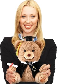 Oso de peluche Deekin de 25 cm (10 pulgadas) para graduación, promoción de 2026, con gorro de graduación, ideal para regalos de graduación de jardín de infancia o para decoración de fiestas