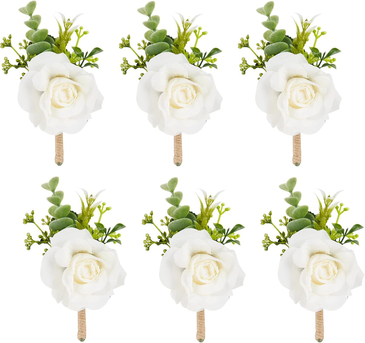 Boutonnière Meldel Rosa Ivory – Juego de 6 Flores Artificiales para Novio y Padrinos | Boda, Graduación y Eventos Formales