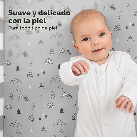 Sábanas Orgánicas para Cuna KeaBabies Pack x2 – Algodón Jersey Transpirable, Estampado Woodland