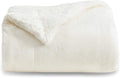 Manta de forro polar Sherpa para sofá, manta gruesa y cálida para mujeres y hombres, manta de felpa suave y mullida para invierno, color crema, 50 x 60 pulgadas