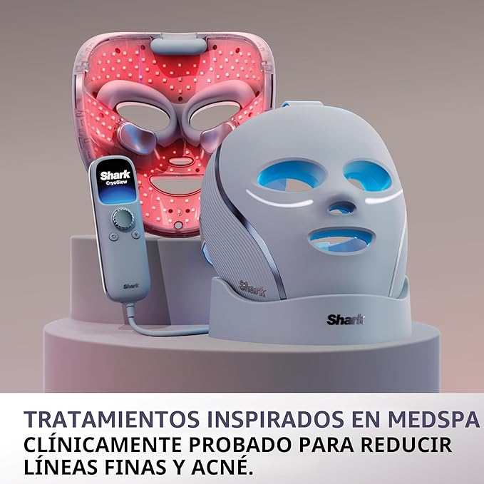 Shark CryoGlow Máscara LED Facial – Enfriamiento Contorno de Ojos, Antienvejecimiento y Terapia de Luz Infrarroja