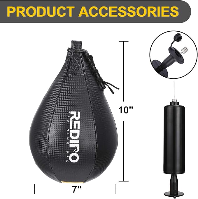 Bolsa de velocidad de boxeo superior Redipo - Bola de velocidad de boxeo de piel sintética - Bola giratoria pesada para colgar para gimnasio y deportes de MMA Muay Thai Fitness