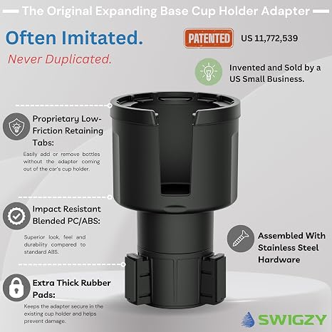 Expansor de Portavasos para Automóvil - Adaptador que Soporta: Hydro-Flask, Yeti, Nalgene, Owala, Botellas de Agua Grandes (32 40 oz) - Extensor de Inserto Expandible