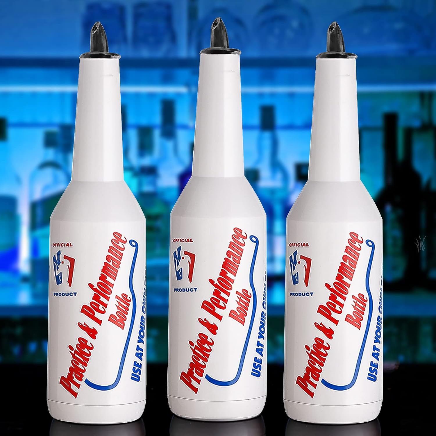 Set de 3 Botellas Flair para Bartending SuproBarware | 25 oz PVC Blanco para Práctica y Exhibición