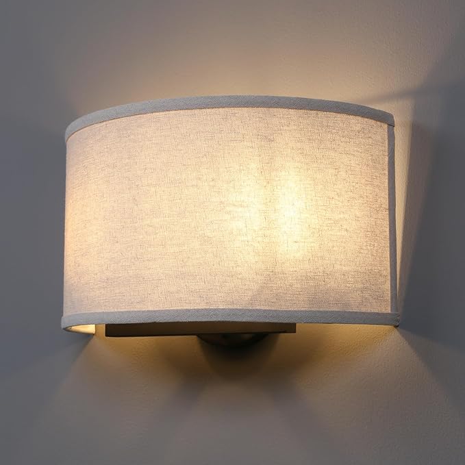 Lámpara de Pared Doble Yosoan Lino Boho – Aplique Vintage Industrial Media Luna para Interiores | Lulada