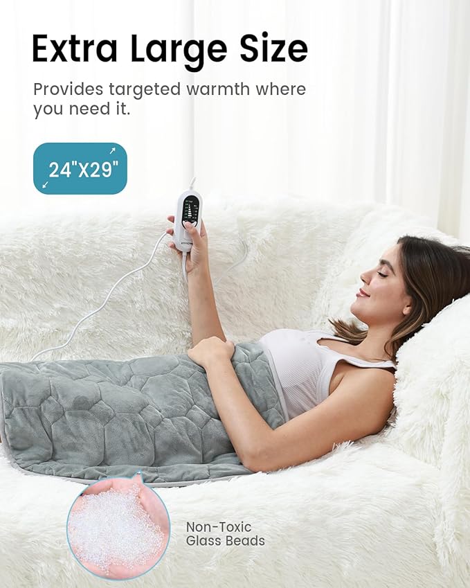 immtree – Almohadilla Térmica con Peso 5lbs | Talla XXXL 29"x24" | Tecnología Fast Heat | Alivio Profundo de Dolor | Espalda, Hombro y Rodilla