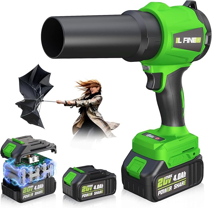 Soplador de Hojas Inalambrico JX-IWANER 20V con 2 Baterias 4.0Ah