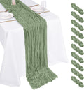 Paquete de 10 caminos de mesa de gasa verde salvia de 17x108 pulgadas, estilo bohemio, ideales para bodas, fiestas, baby showers, cumpleaños y decoración del hogar.
