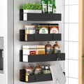 HuggieGems 4 Pack Organizador Magnetico de Especias | Estante de Metal para Refrigerador y Horno | Negro, Organizador de Cocina