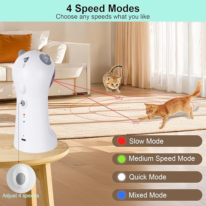 Juguete Automático para Gatos con Punto Rojo – 5 Patrones y 4 Velocidades