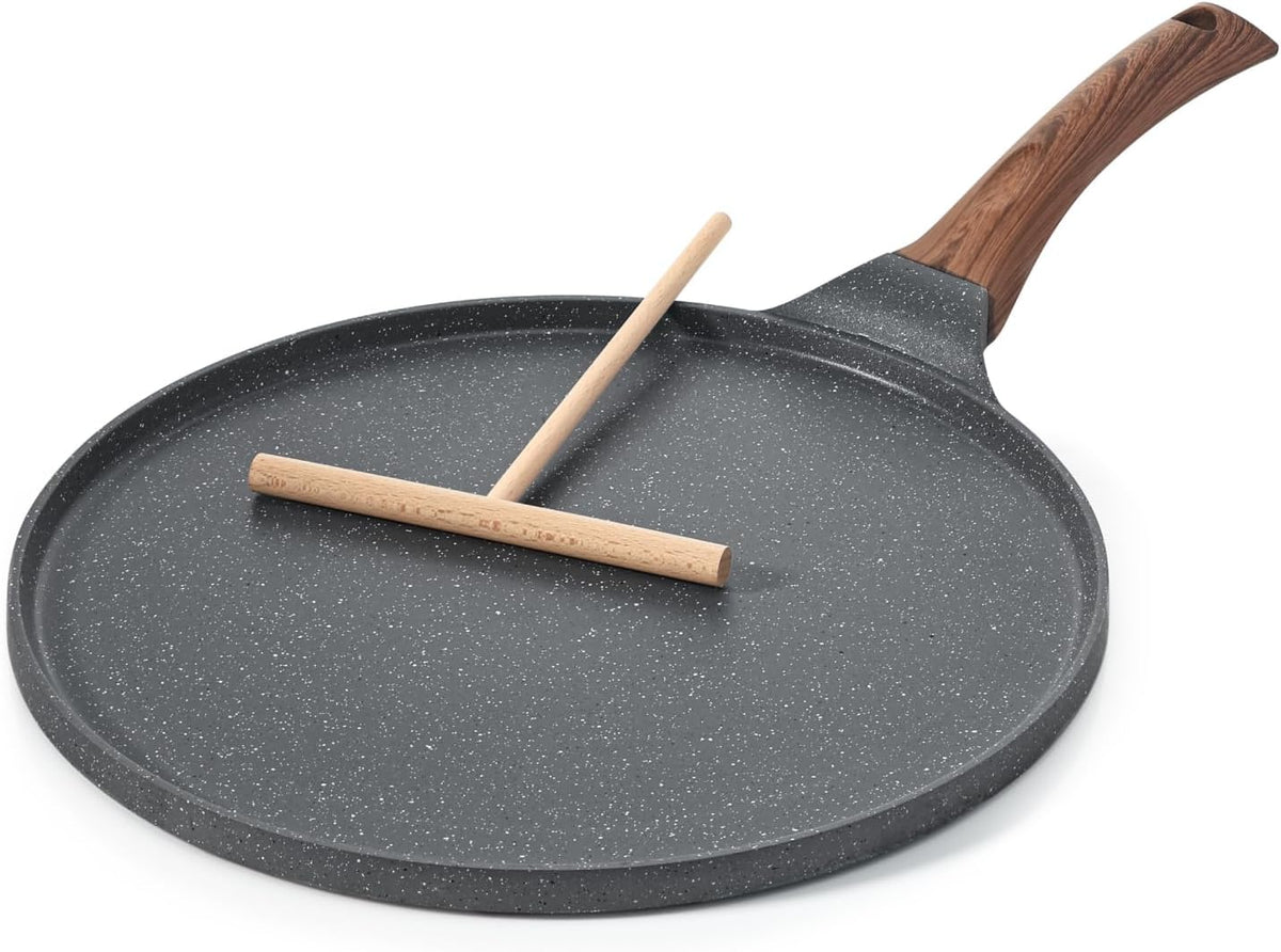 Sartén antiadherente para crepes SENSARTE, sartén para dosa con revestimiento de granito suizo, sartén plana para panqueques, plancha Tawa de 30 cm con mango que se mantiene frío, compatible con inducción.