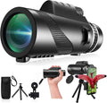 Monocular-Telescopio 80x100 Potencia Alta Monoculares Alta Definición Adultos con Adaptador Celular Telescopio Vida Silvestre Observación Aves Viaje Acampar Senderismo Negro