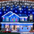 1332 luces LED navideñas con 296 luces, 132 pies, 12 modos, luces colgantes de cadena con temporizador, regulables e impermeables, luces de hadas enchufables para decoración navideña, bodas, fiestas, color azul y blanco frío. 