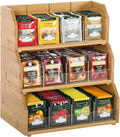 TIOPGHAD Organizador de bolsitas de té apilable de 3 niveles de bambú, soporte de almacenamiento para bolsitas de té, caja de madera para té, estante para bolsitas de té, soporte para armario, encimera u oficina (diseño patentado)