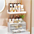 Organizador de mostrador de baño de 3 cajones - Organizador de maquillaje de 5 niveles, organizador de perfumes versátil, ideal para almacenamiento en el baño, tocador, cuidado de la piel grande, perfume, regalo, transparente