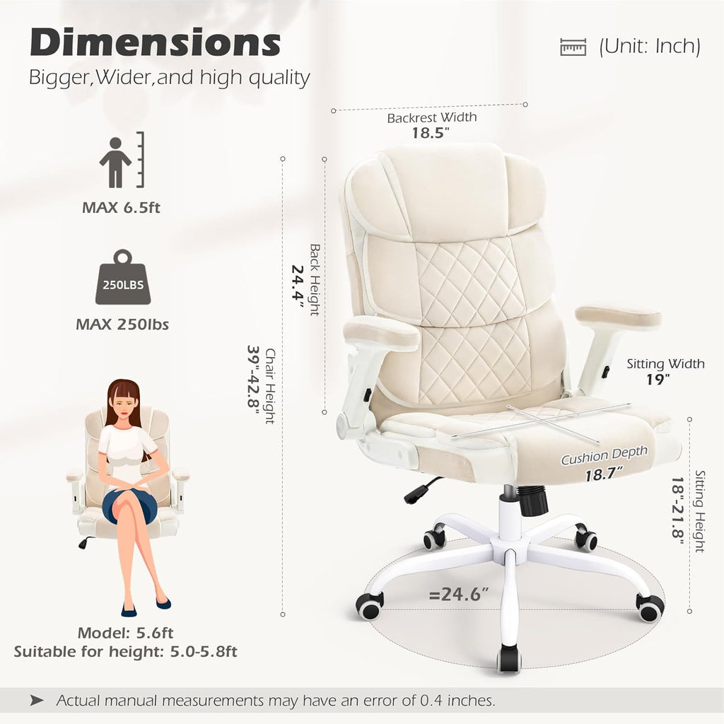 SEAZONE – Silla de Oficina para Casa con Ruedas y Apoyabrazos Abatibles