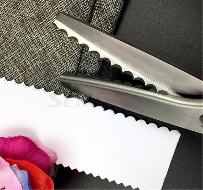 Tijeras profesionales de costura para costura, tijeras profesionales de acero inoxidable para pintar, agarre cómodo, cuchillas dentadas y festoneadas, herramienta decorativa de corte a medida, tela de cuero y papel artesanal