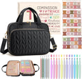 Funda para Biblia BellaHold para mujer, bolsa grande para Biblia con artículos de estudio, kit para diario bíblico con marcadores y bolígrafos antitranspirantes, regalo cristiano para mujer (correa para el hombro, negro).