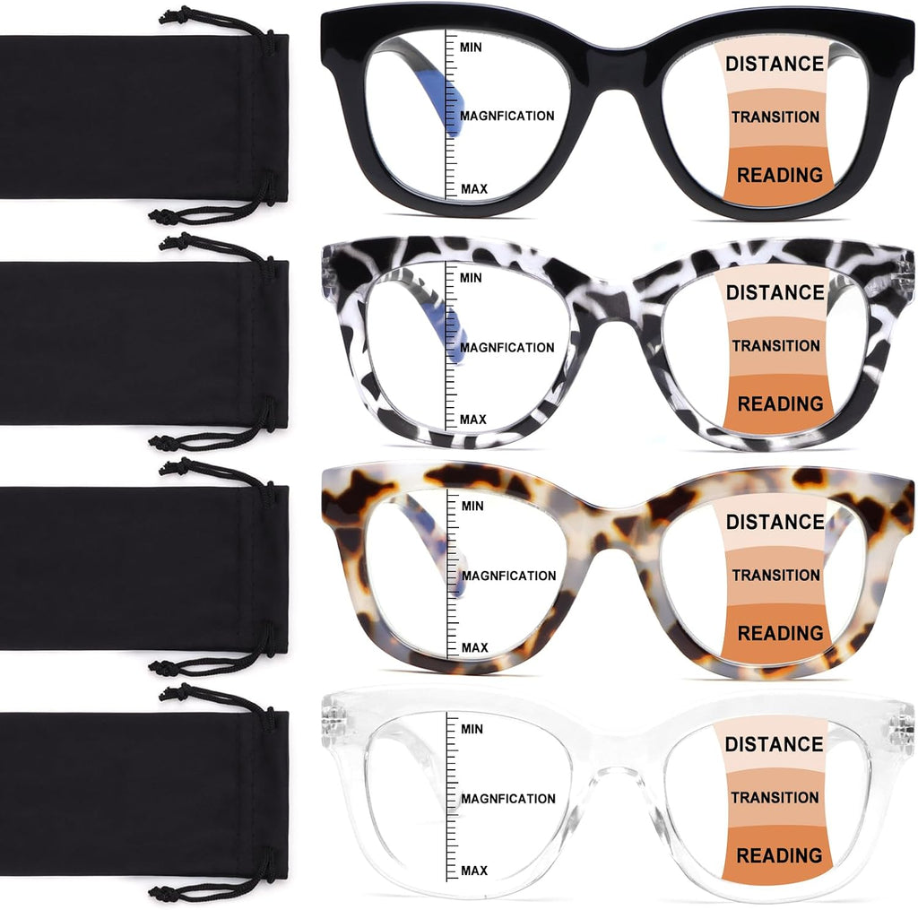 Gafas de lectura multifocales progresivas CHOFILORD para hombre y mujer, con bloqueo de luz azul, para ordenador, sin líneas (A1 multicolor, 1,75 dioptrías).