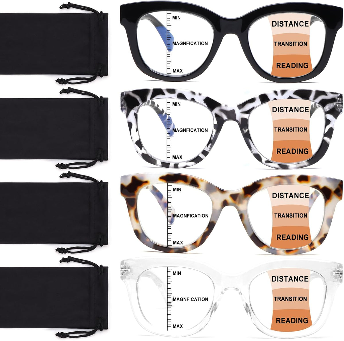 Gafas de lectura multifocales progresivas CHOFILORD para hombre y mujer, con bloqueo de luz azul, para ordenador, sin líneas (A1 multicolor, 1,75 dioptrías).
