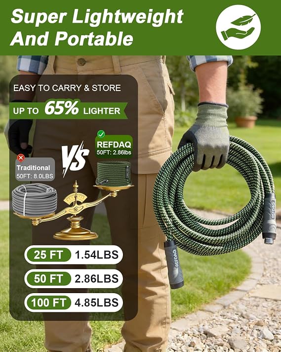 VIENE SIN ACCESORIOS - Manguera de jardín flexible, ultraligera y duradera, con rociador de 10 funciones, apta para todo tipo de clima y de alta presión (30,5 m)