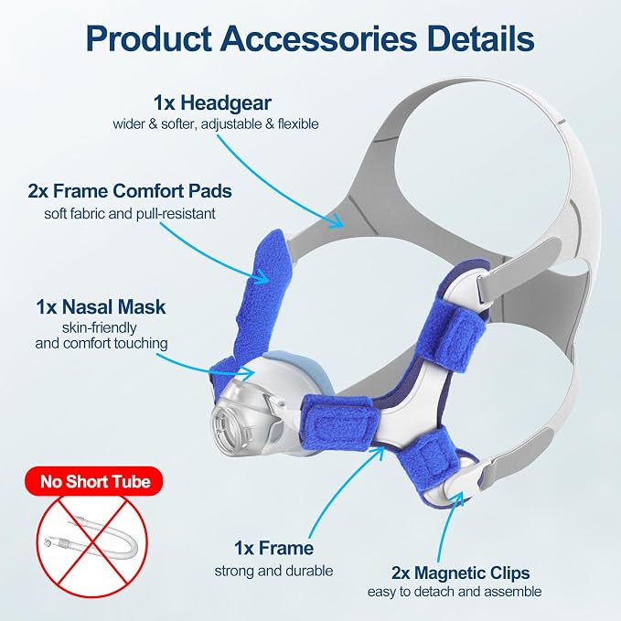 Suministros mejorados para Airfit N20, incluye correa para la cabeza, marco, cojín nasal (M)