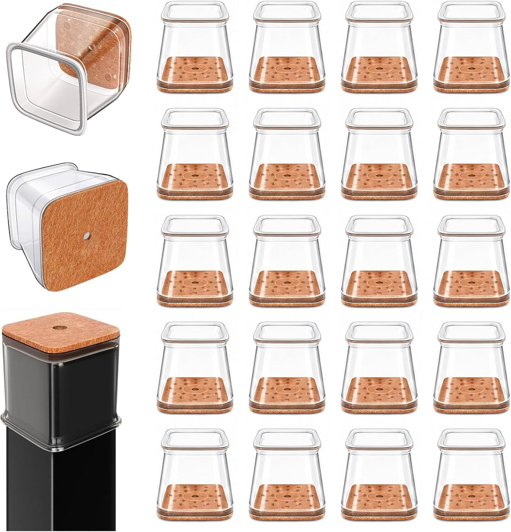 USADOS Protectores de Silicona para Patas de Silla Cuadrados 20 Piezas | Para Pisos de Madera | Fundas Antideslizantes que Evitan Rayones | Grandes (Ajuste 1-1/16 a 1-5/8 Pulgadas)