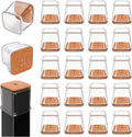 USADOS Protectores de Silicona para Patas de Silla Cuadrados 20 Piezas | Para Pisos de Madera | Fundas Antideslizantes que Evitan Rayones | Grandes (Ajuste 1-1/16 a 1-5/8 Pulgadas)