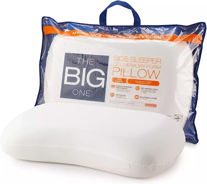 La más grande: almohada de espuma viscoelástica con gel para quienes duermen de lado (tamaño estándar/queen: 16 x 24 x 5 pulgadas).